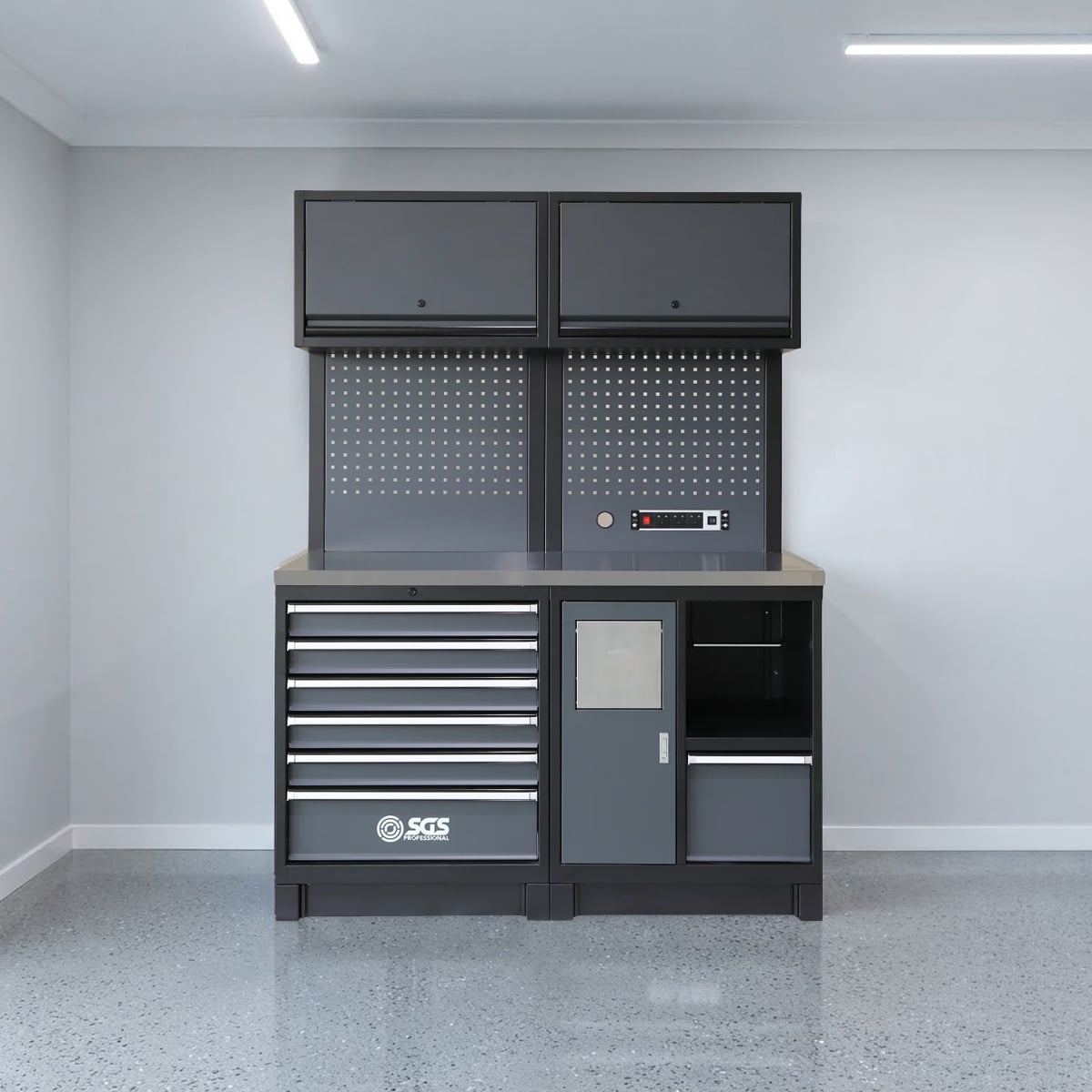 SGS Pro Heavy Duty Garage Storage System | Powerstrip | Bin Unit | Cabinet | Tall Double Cabinet